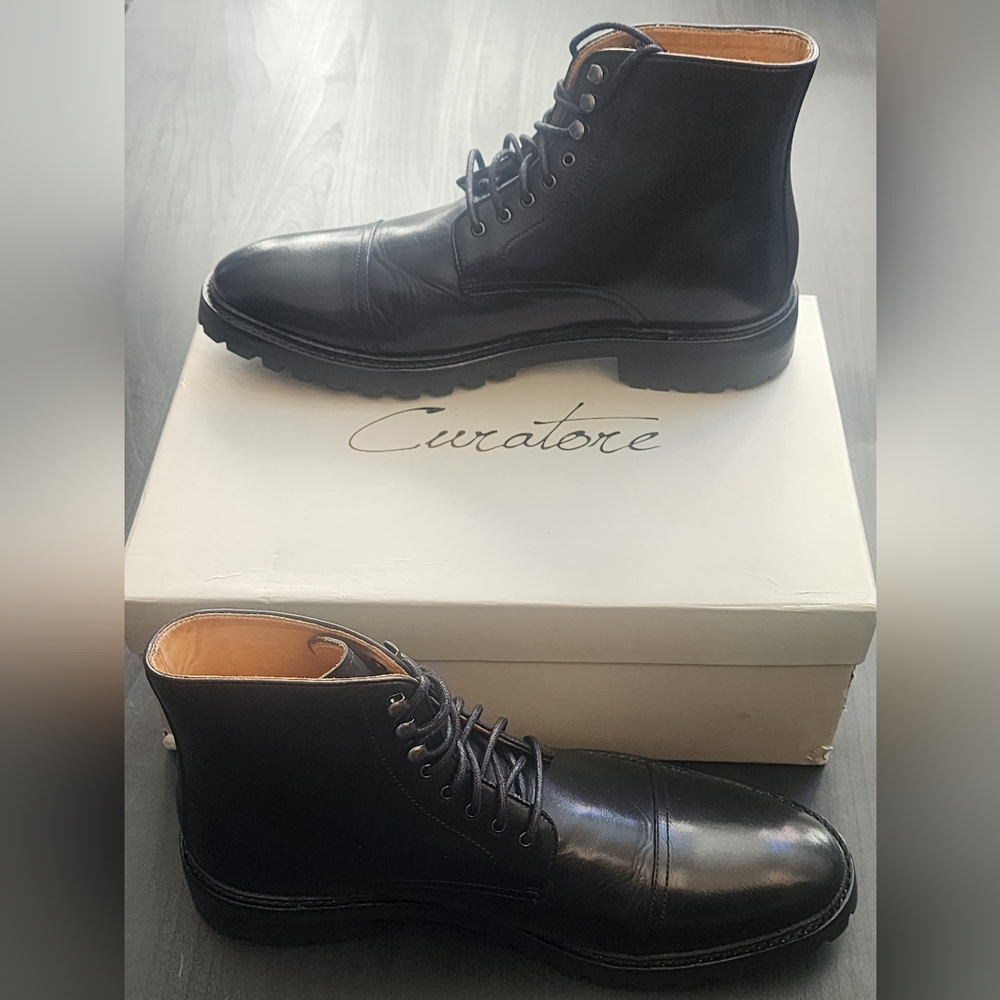 Men's Lingotto Cap Toe, Lug Sole Boot US 9.5 in Black, NEW! w/ box